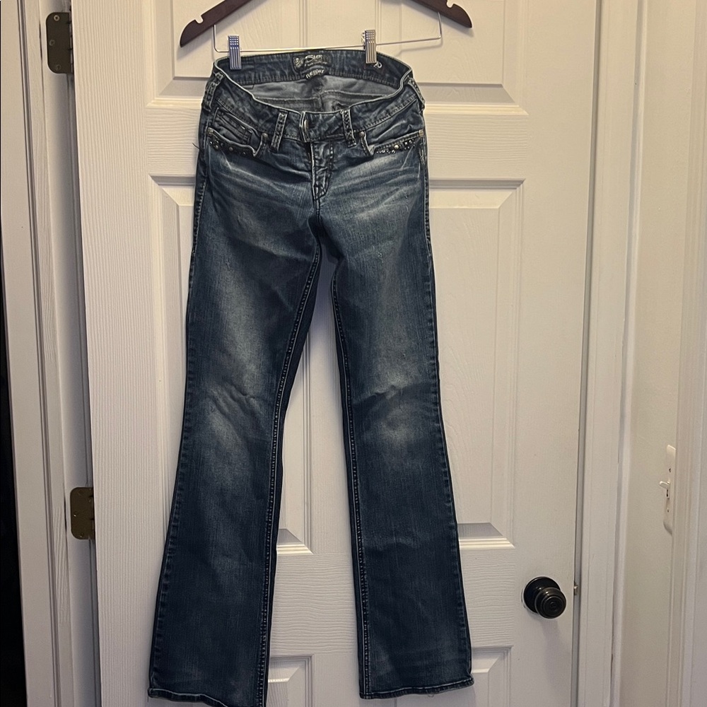 Silver Jeans Women's Faded Blue Flare Jeans
